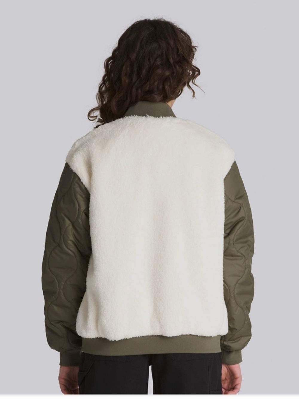 VANS Kasia Bomber Varsity Quilt Women’s Sherpa Grape Leaf Green Jacket Sz XL Gr - Picture 2 of 7